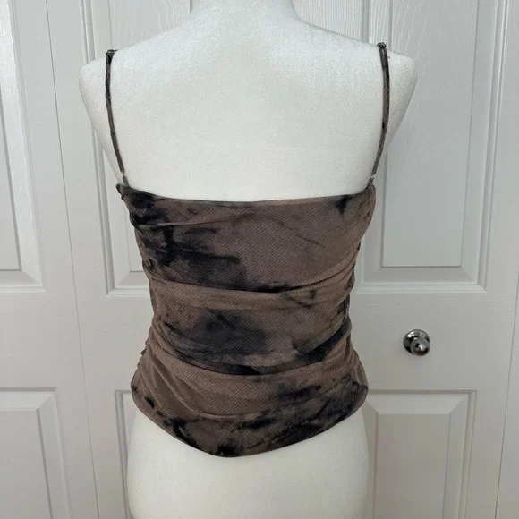 Zara Brown Ruched Crop Camisole - Picture 3 of 10